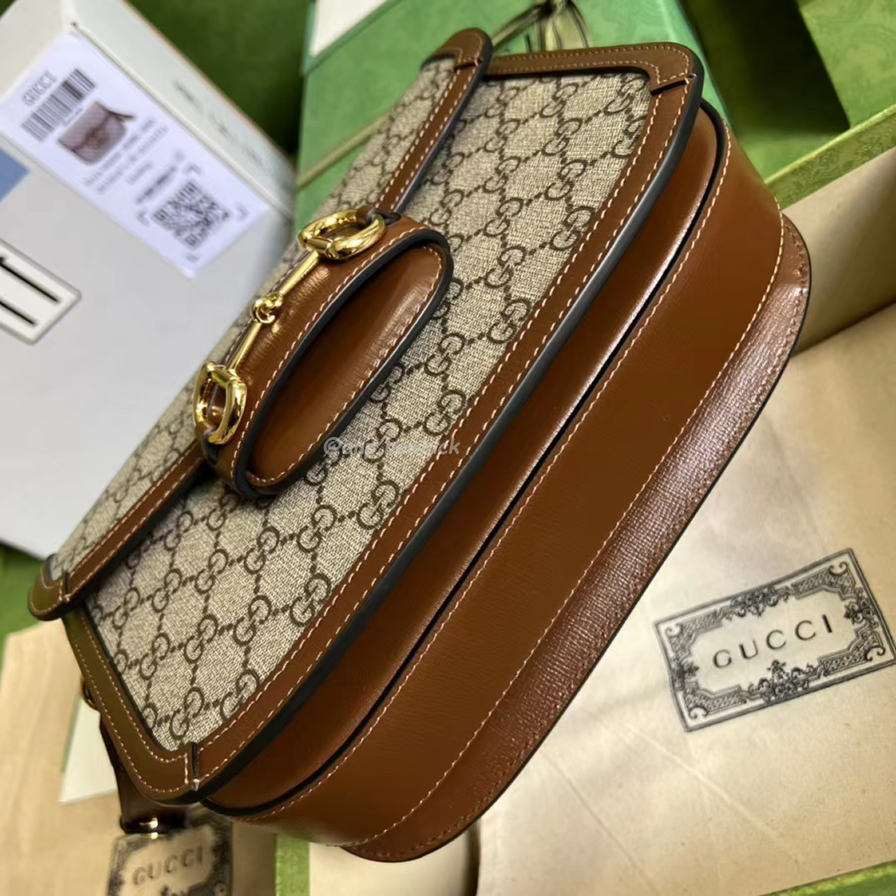 Gucci 1955 Horsebit Shoulder Bag Small Beigebrown (5) - newkick.cc